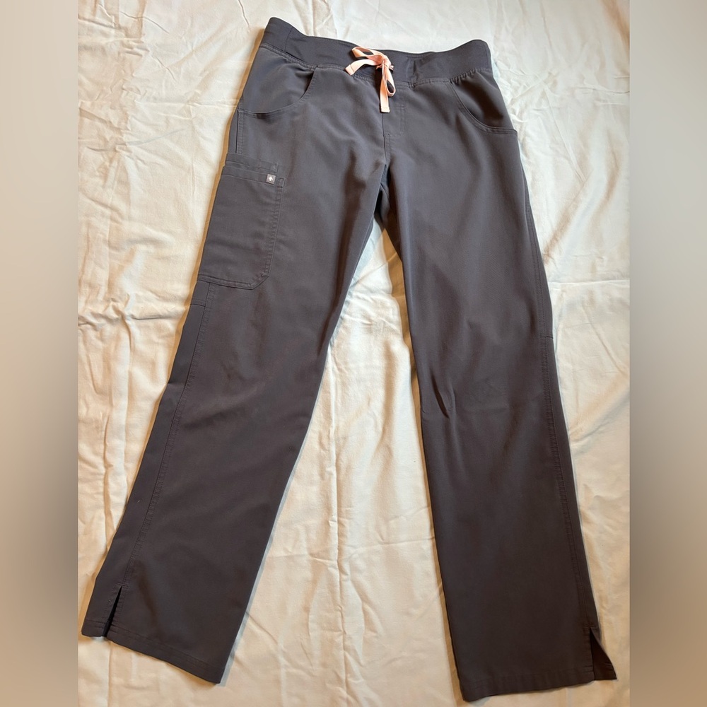 Figs Women's Gray Kade Pants with Pink Drawstring